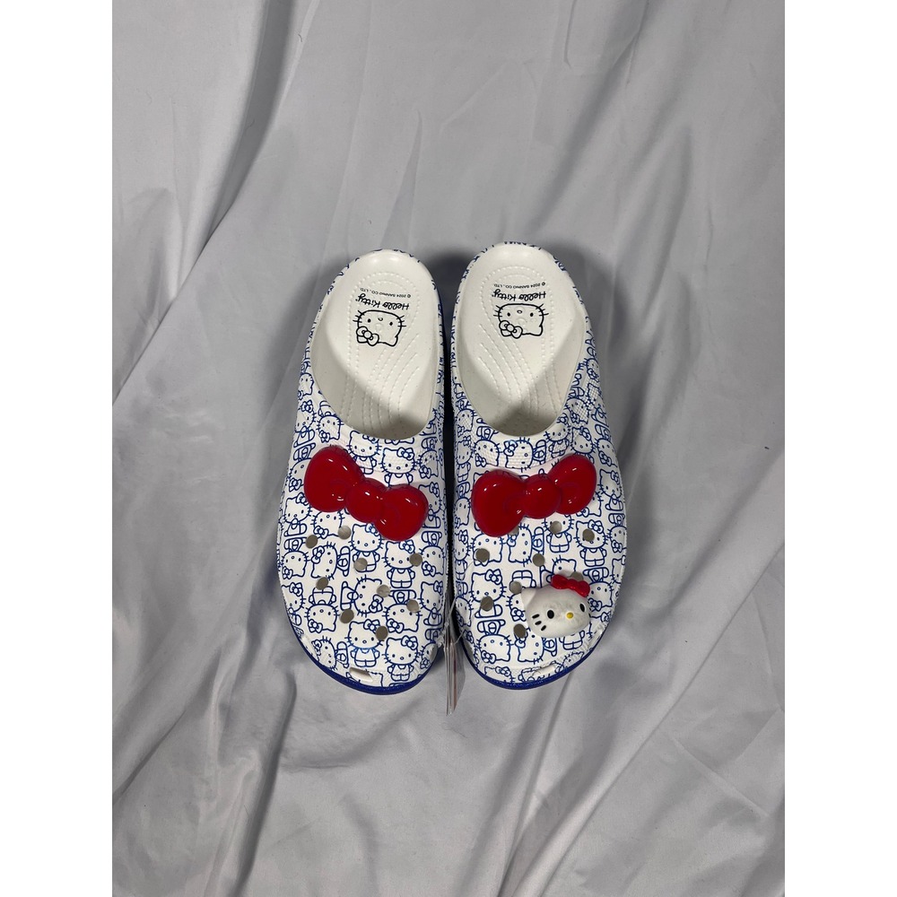 NWT Crocs Hello Kitty 50th Anniversary Blue Glitter Siren Heeled Clog Sz 11 Y2K